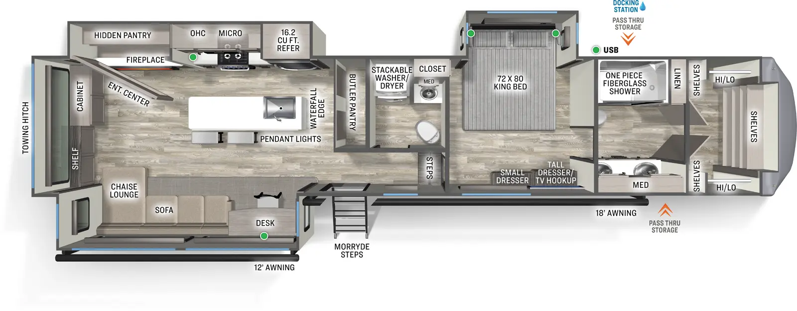 Sandpiper Fifth Wheels 3900HBLR Floorplan
